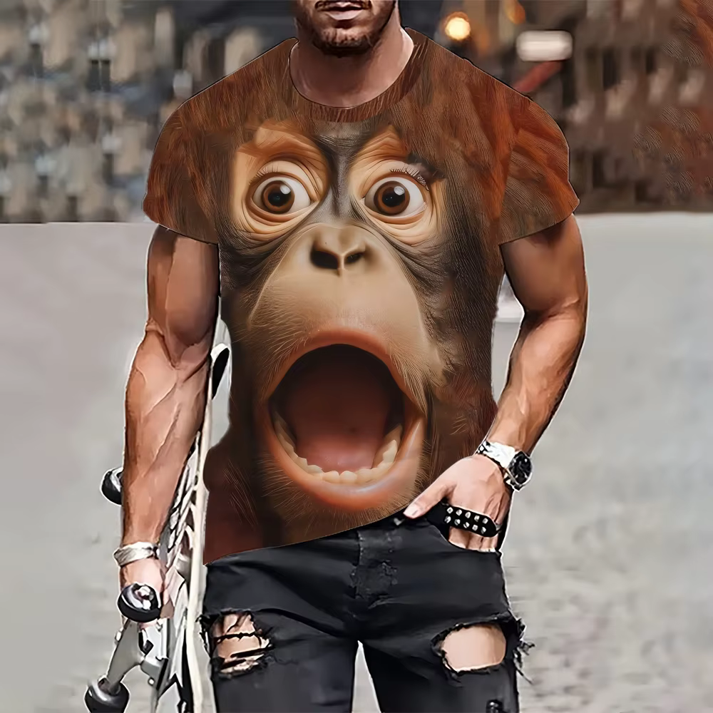 Drôle singe imprimé T-shirts pour hommes été vêtements pour hommes col rond hommes à manches courtes