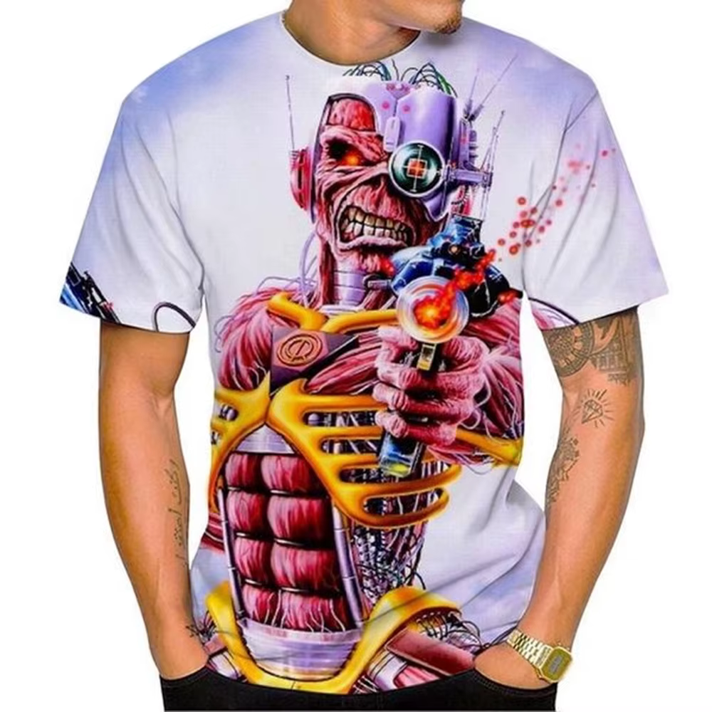 Mode d'été nostalgique 3D imprimé Heavy Metal musique diable Cool mode T-shirt personnalisé