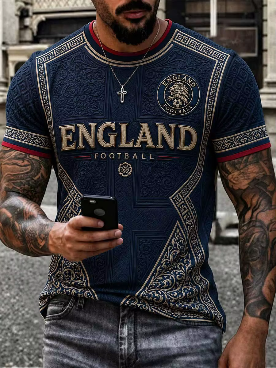T-shirt d'entraînement de football pour supporters d'Angleterre 2026 - Impression 3D - Tendance, con