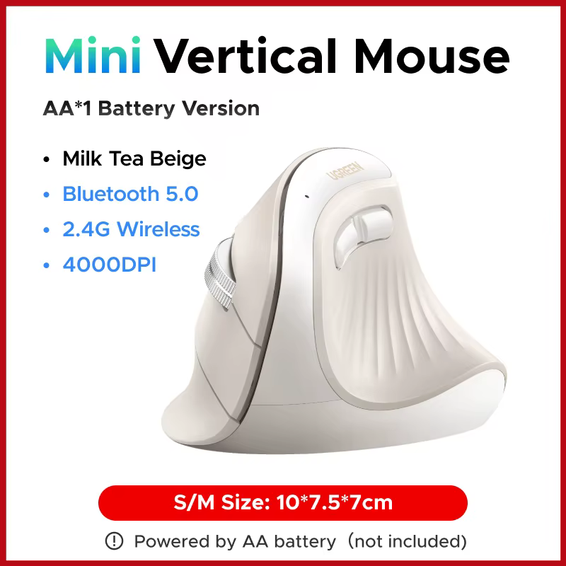 UGREEN-Souris Verticale Sans Fil, Bluetooth Inconnu, 2.4G, Ergonomique, 4000 ug I, 6 lèvent Muets, p