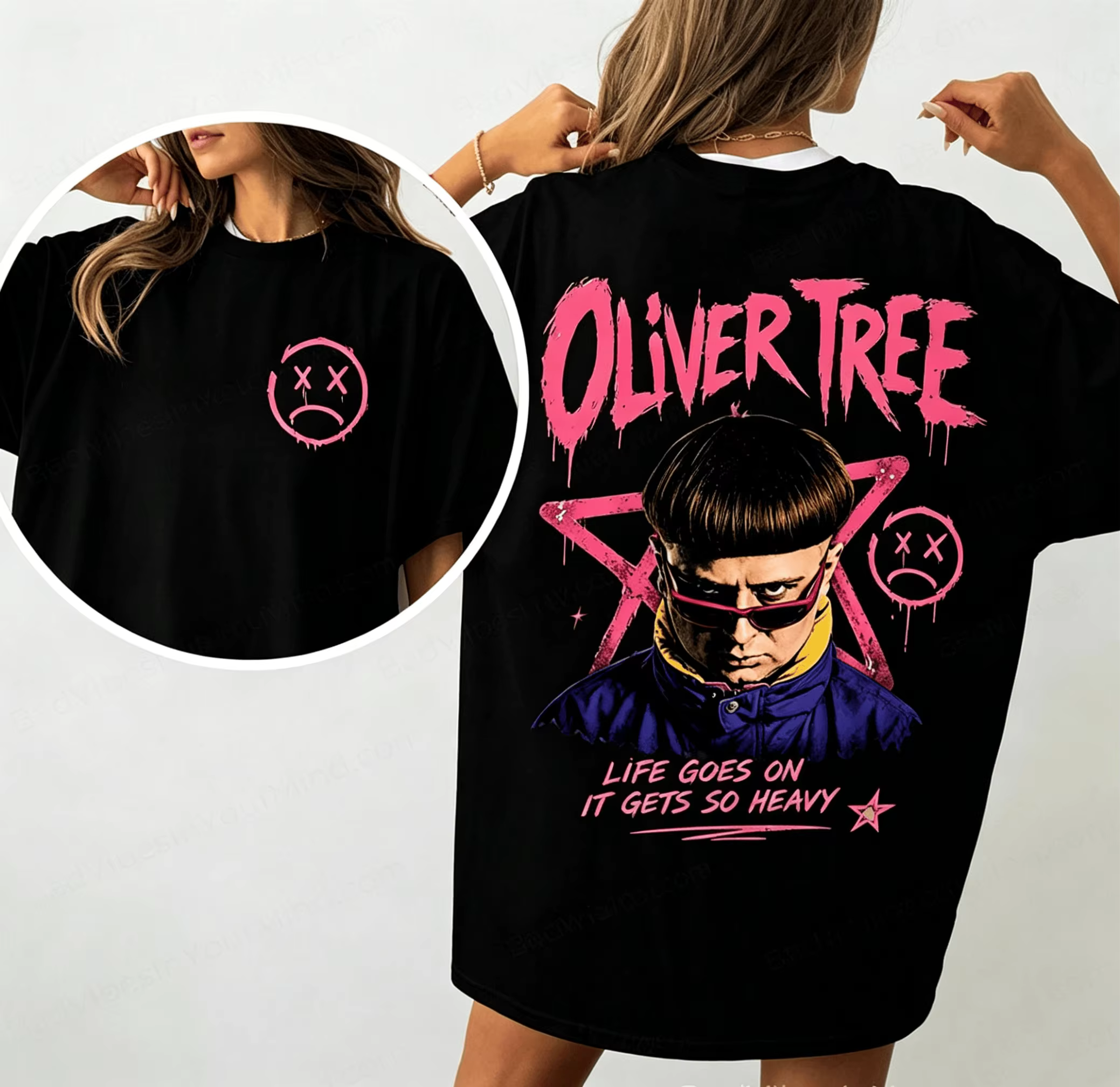 T-shirt unisexe en coton pour hommes et femmes, 100% coton, avec album Singer Oliver Tree Life Goes