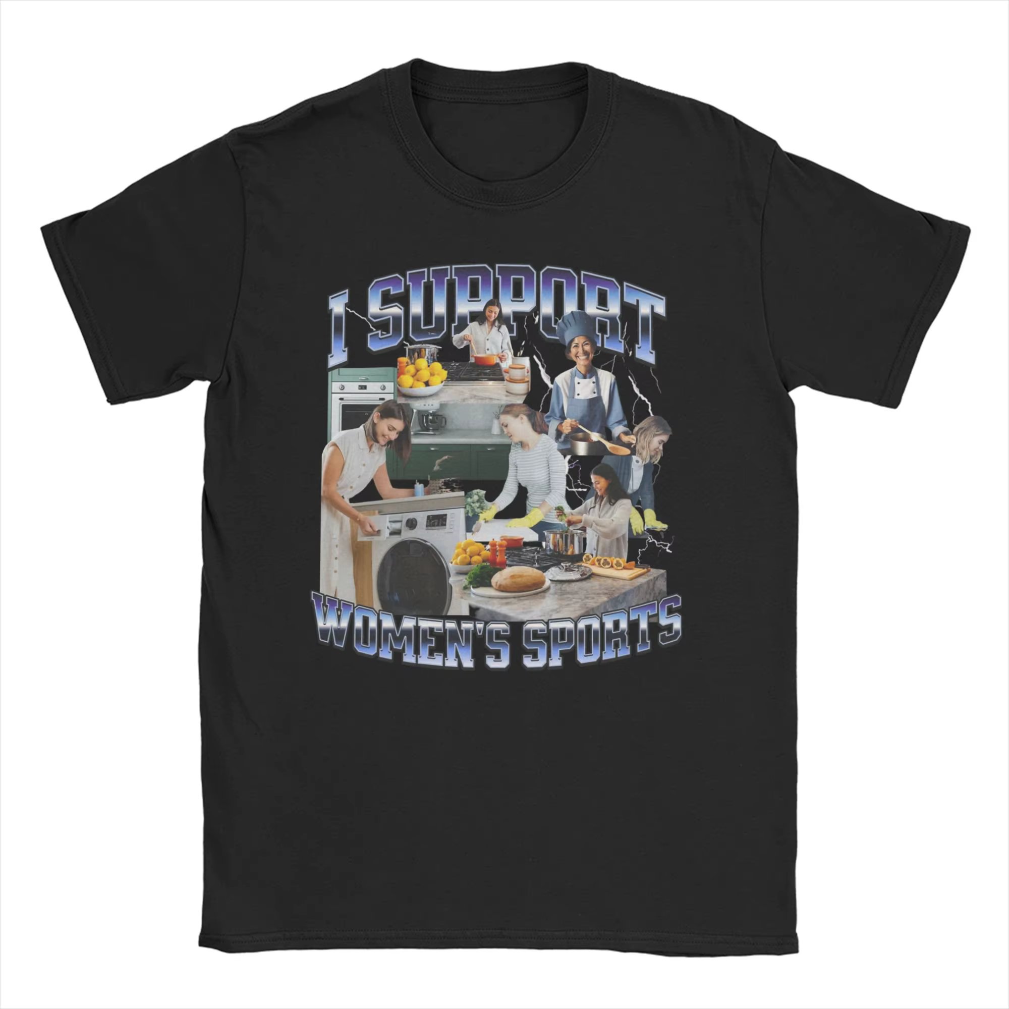 T-shirt décontracté pour femmes, avec col rond et manches courtes, 100% coton, motif « I Support Wom