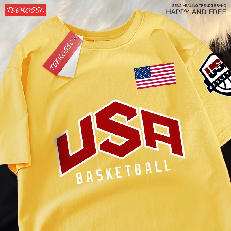 USA basket-ball imprimé rue T-Shirts décontractés hommes femmes ample surdimensionné vêtements respi