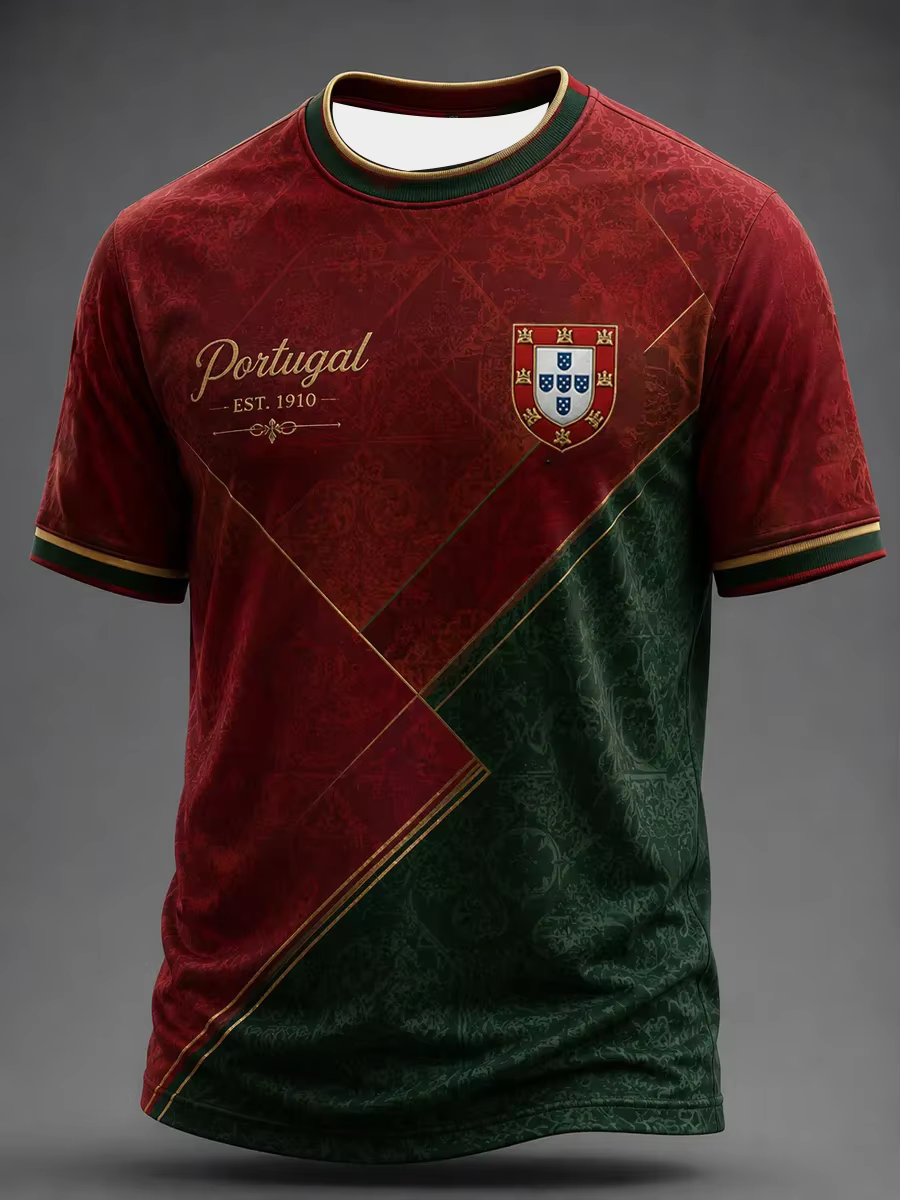 T-shirt d'entraînement de football portugais édition 2026 - Impression numérique 3D - Confortable et