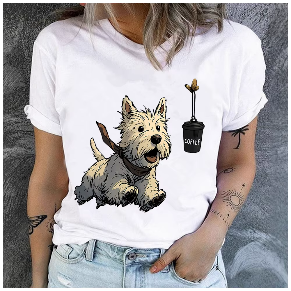 T-shirt en coton 100% pour hommes et femmes, imprimé mignon avec motif yak, col rond, décontracté, m