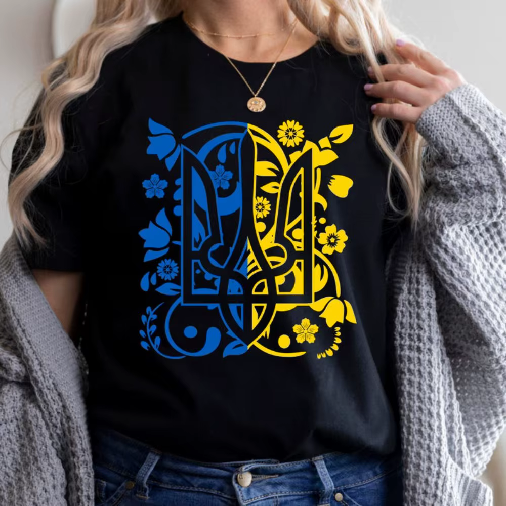 Homme Ukraine Trident coton t-shirt patriotique patrimoine graphique chemise été à manches courtes c