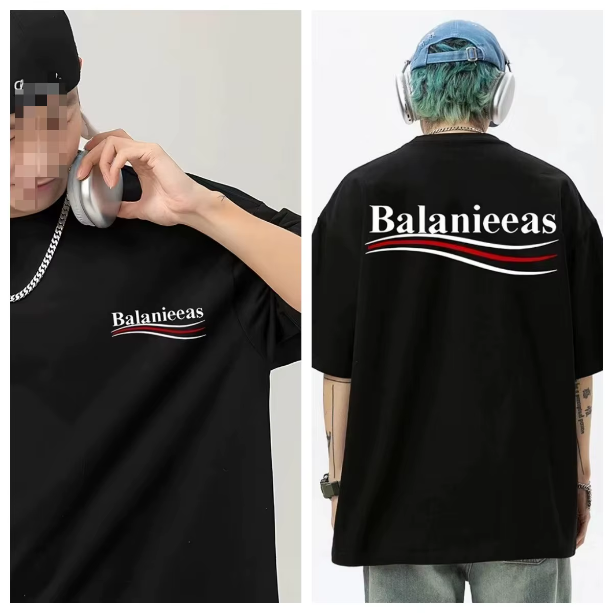 Nouveaux t-shirts américains pour hommes et femmes, style personnalisé et tendance, col rond ample e