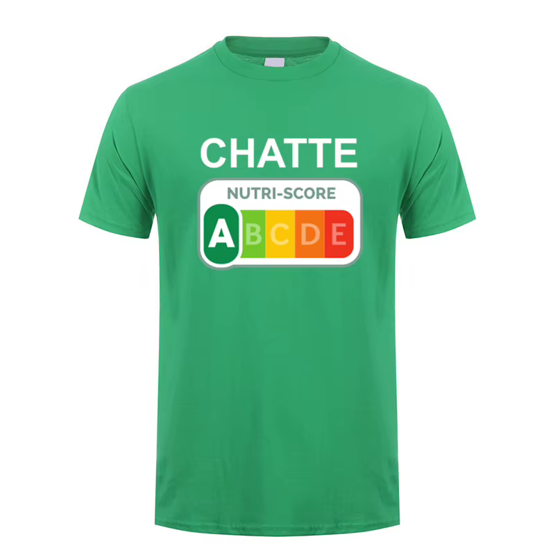 T-shirt drôle Nutri-Score A Chatte Cat Lover pour hommes, t-shirts graphiques en coton, hauts d'été 