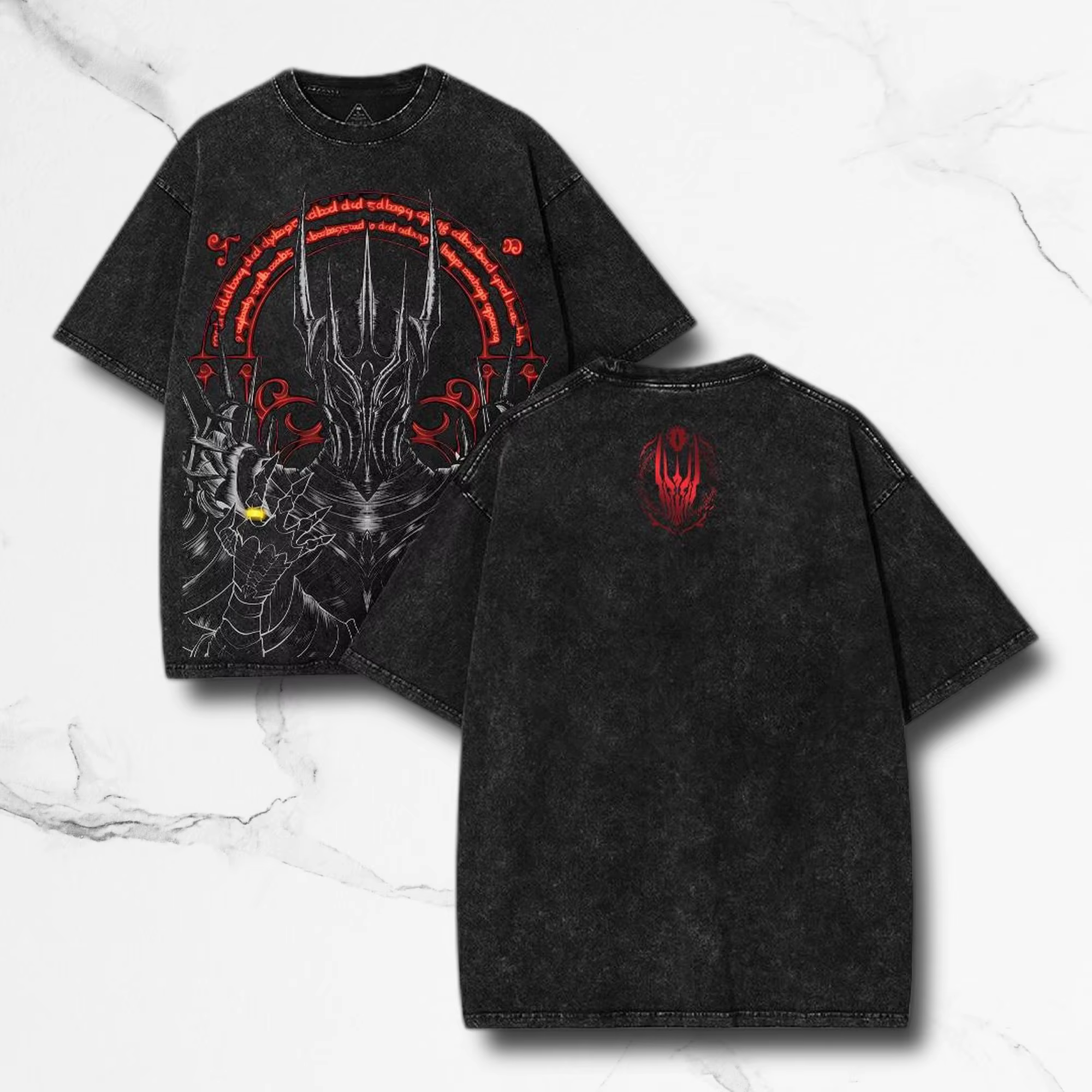 T-shirt Seigneur des Anneaux Sauron Vintage Graphique Dark Fantasy Cadeau pour les Fans de Tolkien É