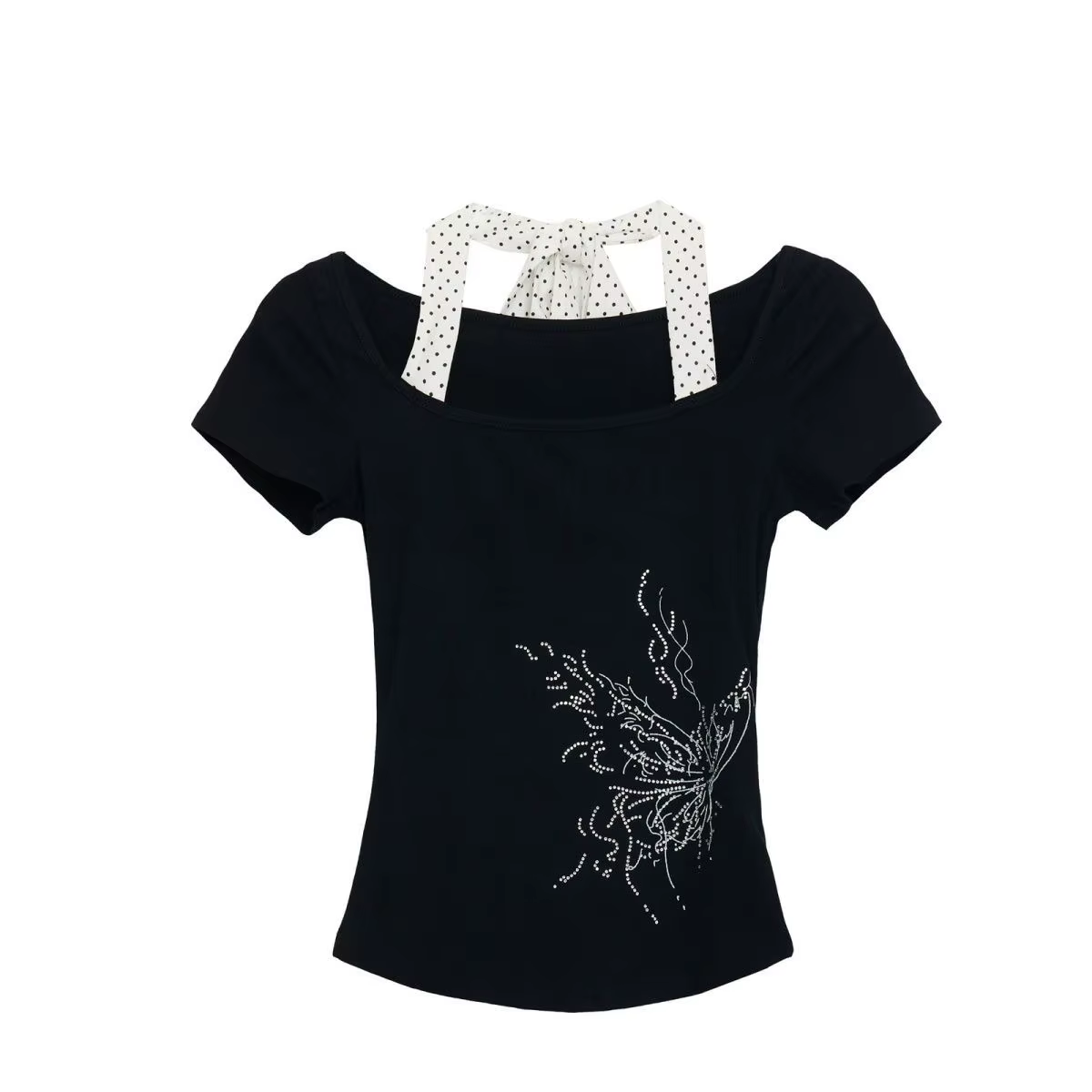 Crânes Punk t-shirt femmes mince gothique rue Vintage noir Y2k haut court Femme sous-culture T-Shirt