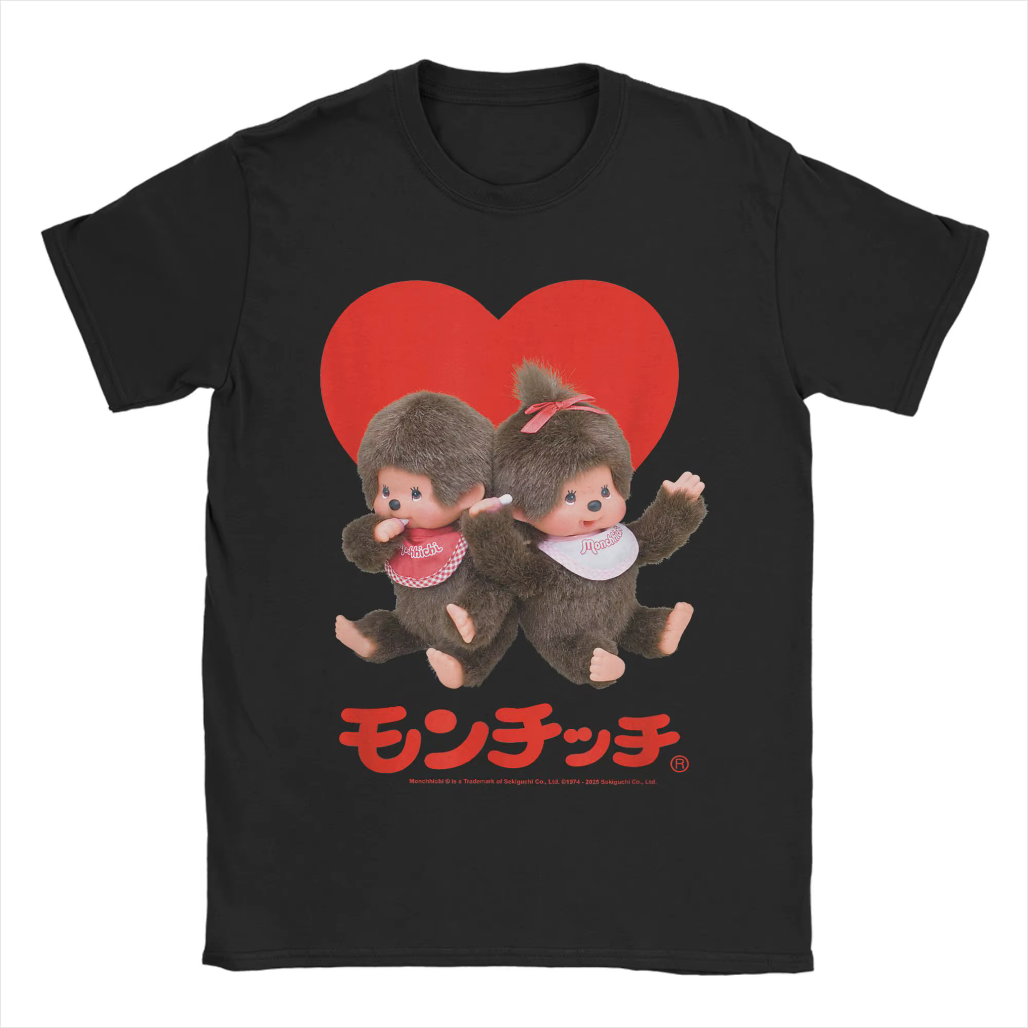 Monchhichi saint valentin mignon petit moelleux Duo T-Shirt pour hommes col rond manches courtes T-S
