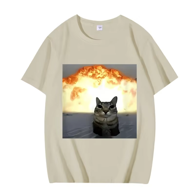 Fantaisie chat Explosion graphique t-shirt femmes drôle à manches courtes été impression haut pour f