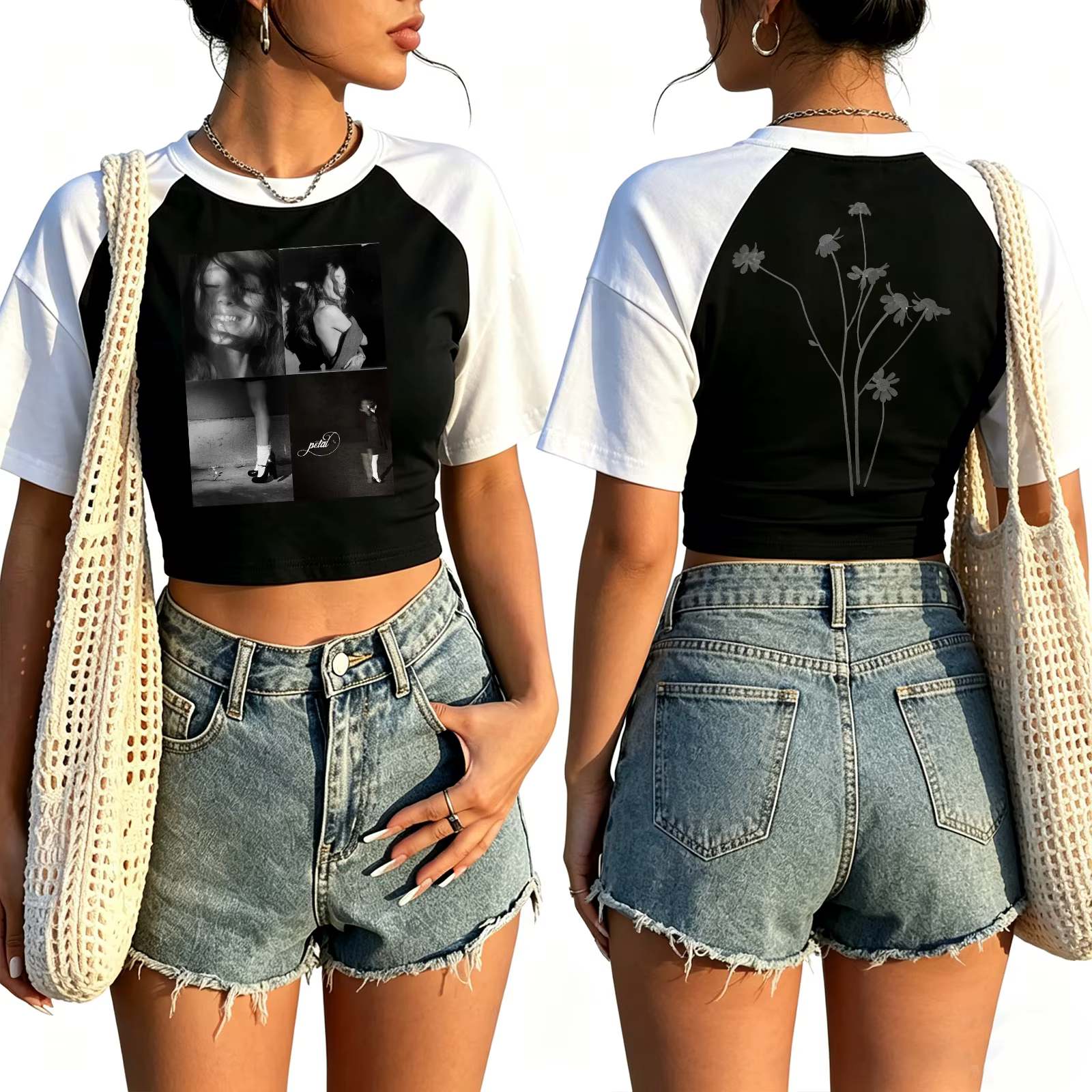 T-shirt Crop Top Ariana Grande Petal Album pour Filles et Femmes, Col Rond, Manches Courtes, Tendanc