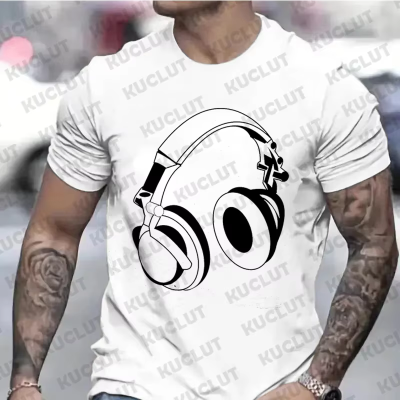T-shirt graphique unisexe pour homme, casque, musique, DJ, cadeau, vêtements pour mari