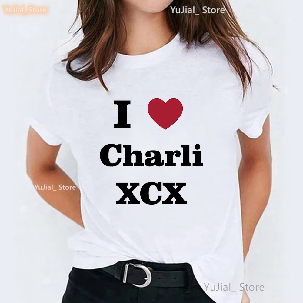 T-shirt manches courtes pour femme, estival et décontracté, à la mode, avec imprimé graphique, I Lov