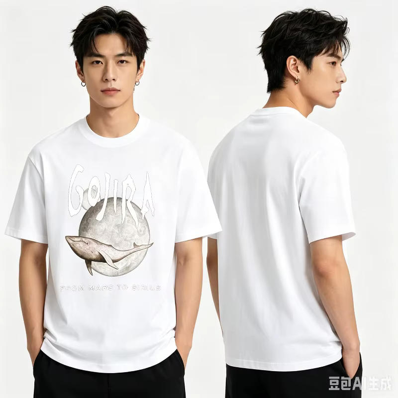 T-shirt noir et blanc pour hommes Gojira 'From Mars to Sirius', haut graphique Metal Band Graphic To