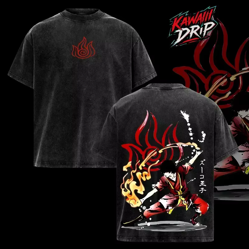 Avatar le dernier maître de l'air Manga Zuko T-shirt hommes femmes vêtements hauts lavé surdimension