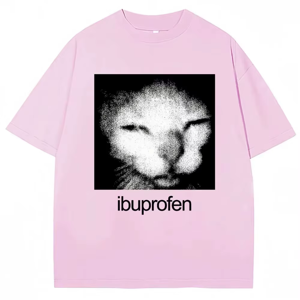 2026 Vintage Drôle Ibuprofen Chat Meme Graphique T-shirt Femmes Humor Mode T-shirts Surdimensionné D