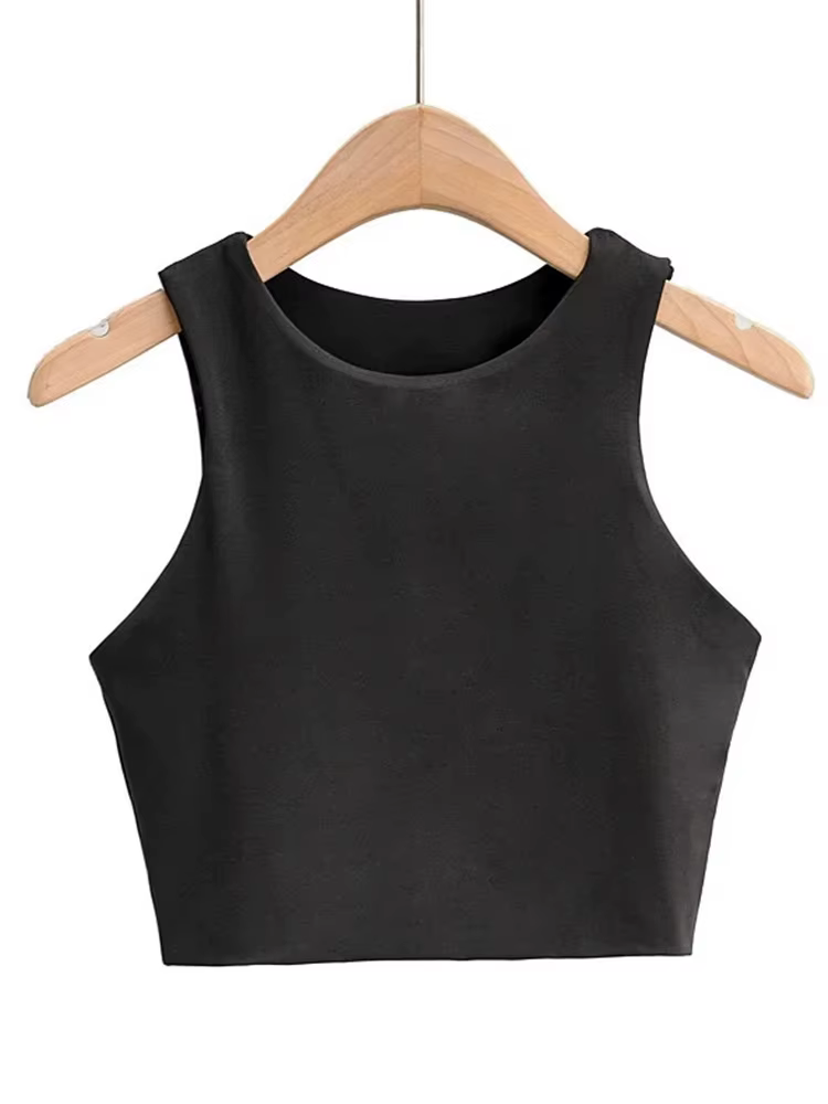 Débardeur Sexy et Slim pour femmes, col rond, sans manches, Double Nylon, bonne qualité, 6 couleurs,