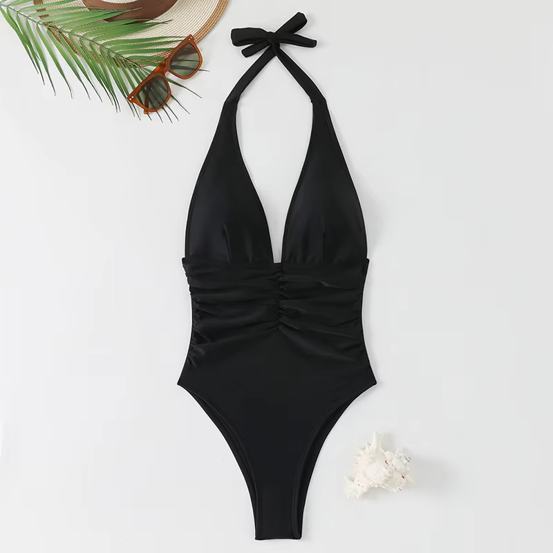 Maillot de bain halter pour femme, maillot de bain une pièce, vêtements de plage tendance 2026, col