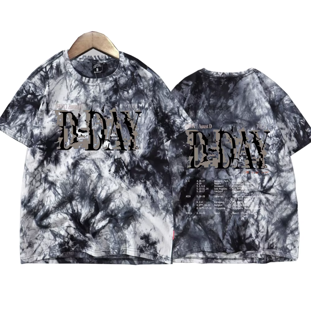 Suga Agust D Tour Tie Dye chemises unisexe col rond manches courtes musique populaire T-Shirt Fans c
