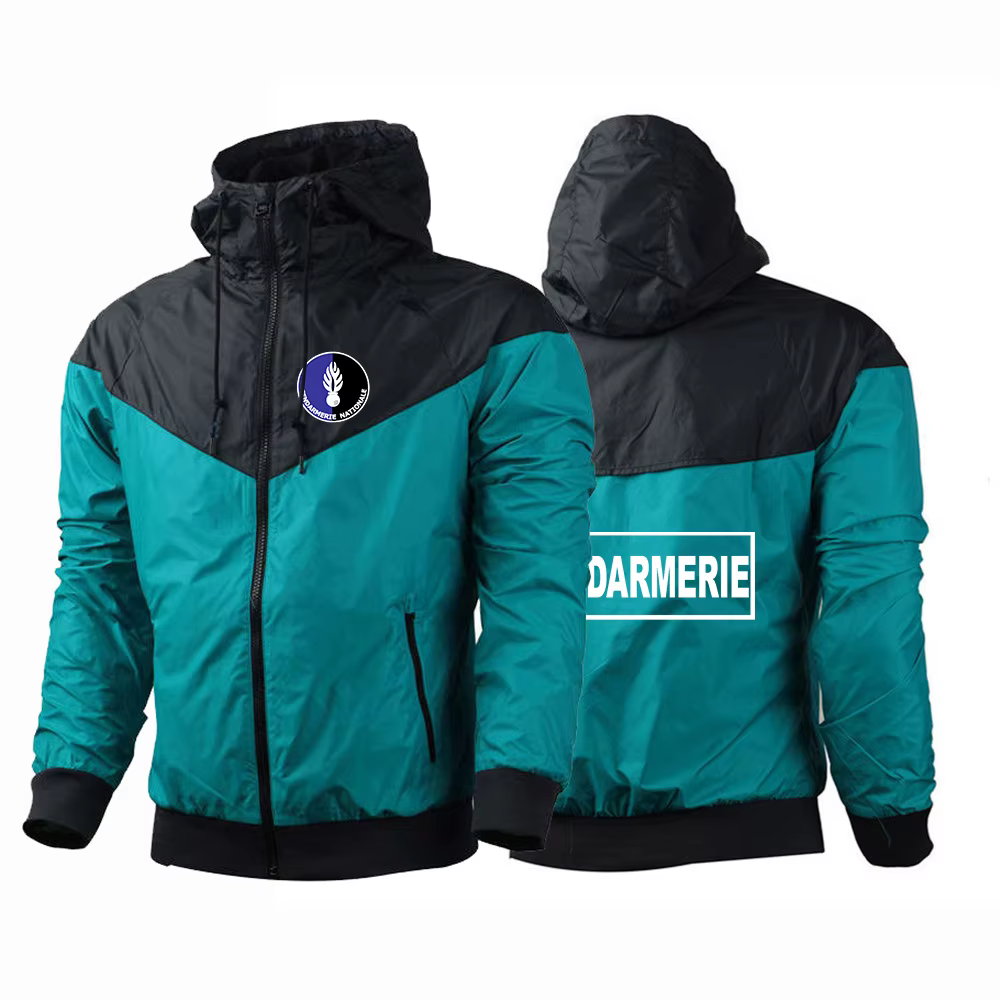2025 printemps automne Gendarmerie française Logo imprimé Patchwork couleur unie manteau décontracté
