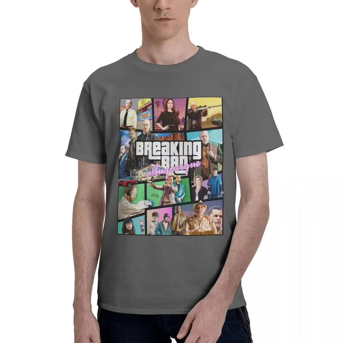 Nouveau modèle nouveauté GTA Collage T-Shirt hommes femmes col rond 100% coton court Sve t-shirts S-