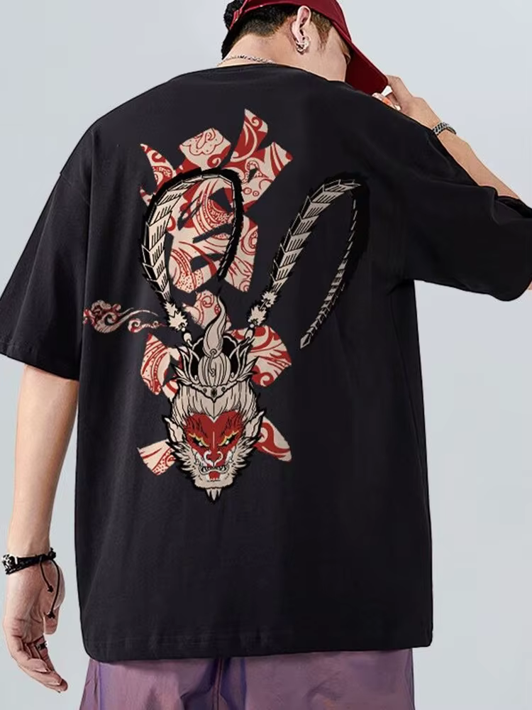 T-shirts d'été imprimés avec graphiques de singe pour hommes, surdimensionnés, en coton, à manches c