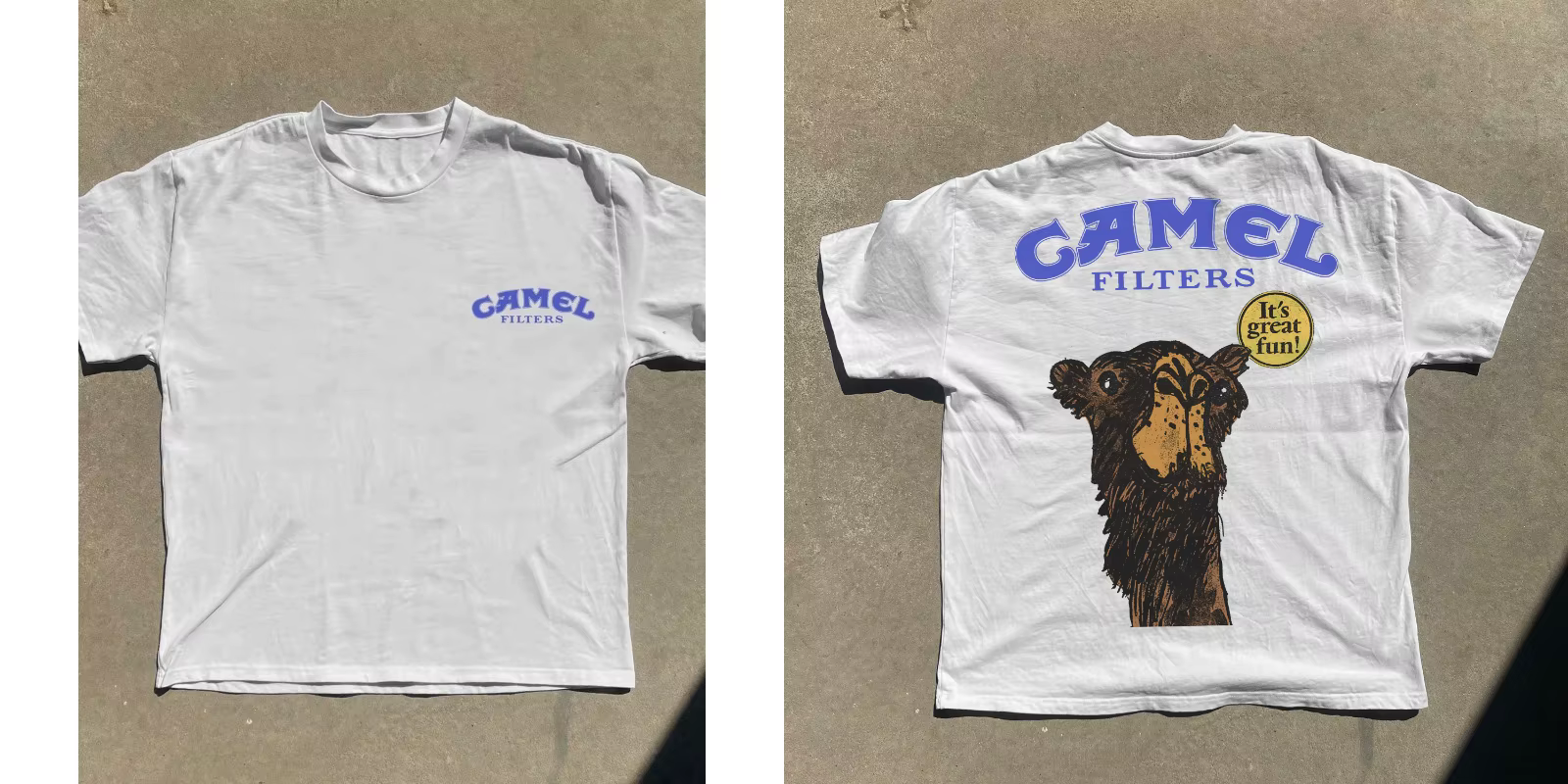 Camel Filters T-Shirt pour hommes et femmes, Vintage, imprimé chameau, en coton, décontracté, à manc