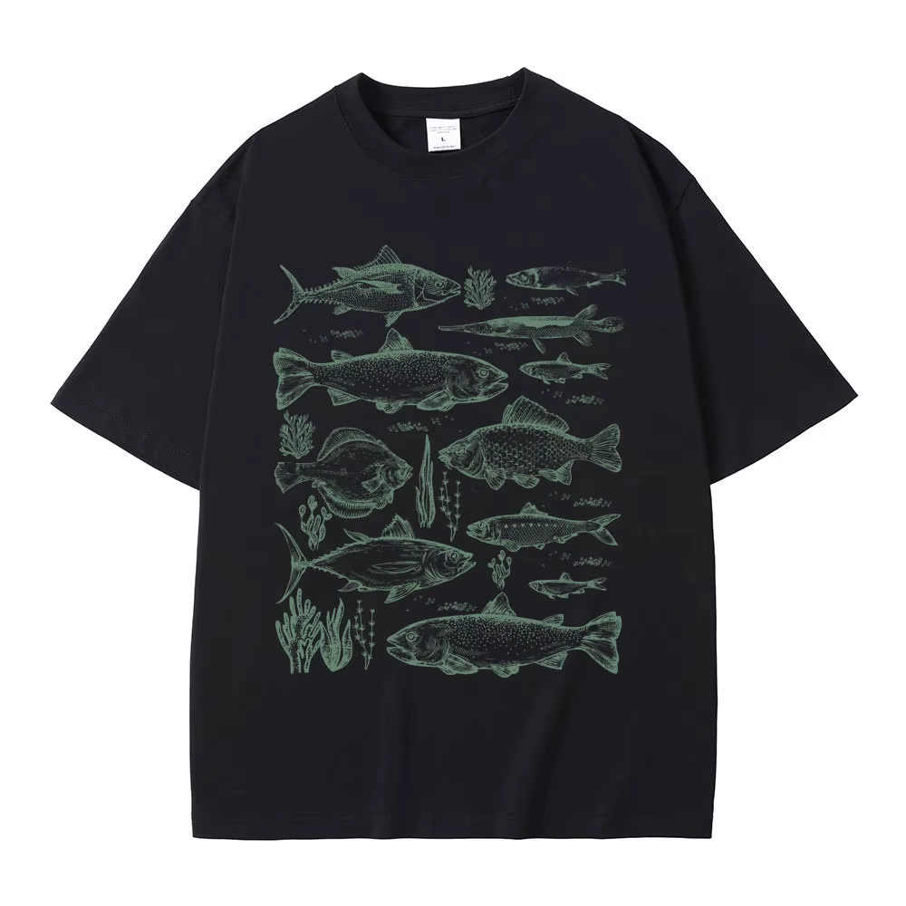 Poisson tatouage Style T-shirt pêche drôle Meme graphique T-shirts hommes décontracté coton Vintage 