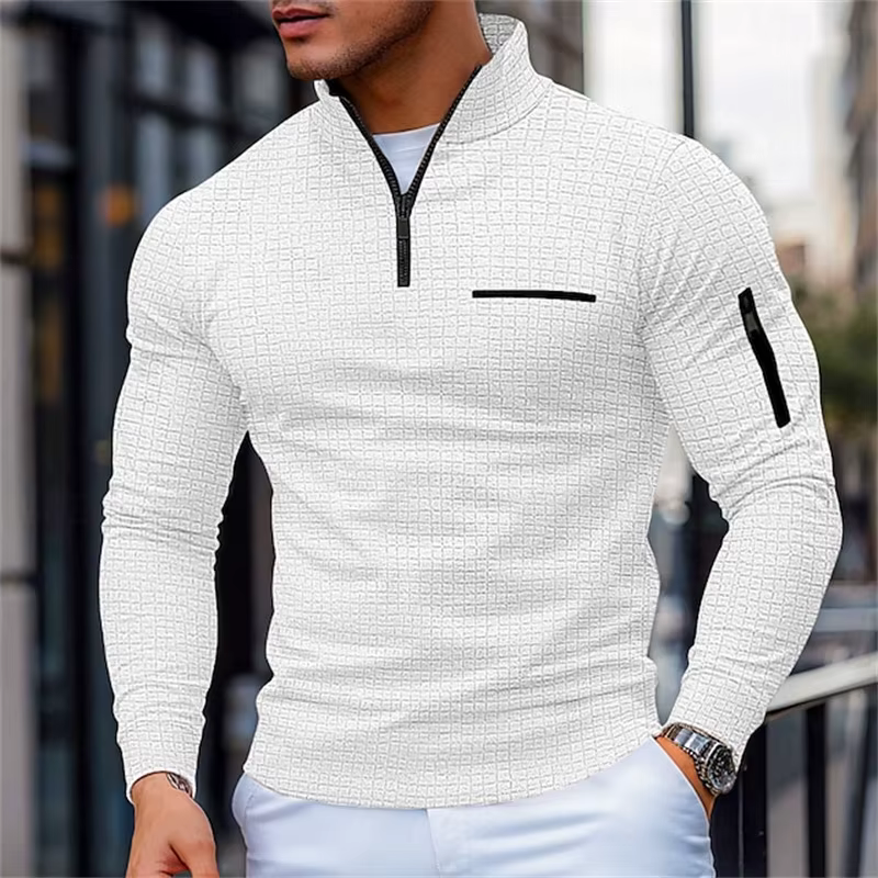 Polo décontracté à manches longues pour hommes, pull-over, sweat-shirt pour Sports de plein air, fer