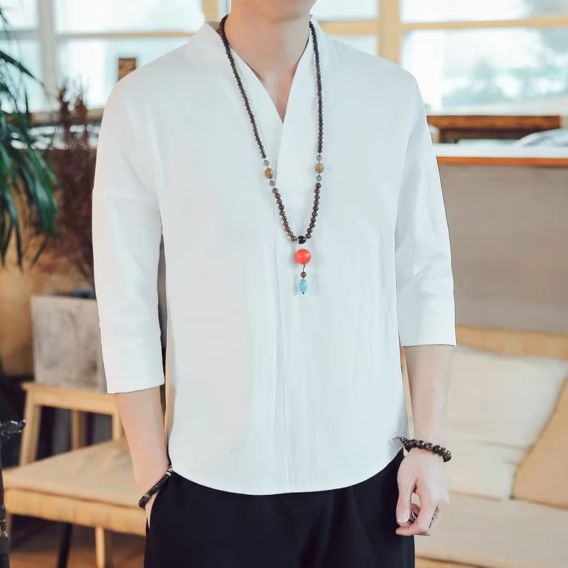 Kimono d'Été à Manches Courtes pour Homme, Vêtement en Coton et Lin Respirant, Style Japonais, Nouve
