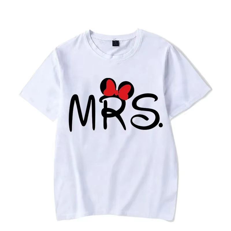 T-shirt unisexe à manches courtes imprimé Mr Mrs Mouse Cartoon, T-shirt couple, mode décontractée, t