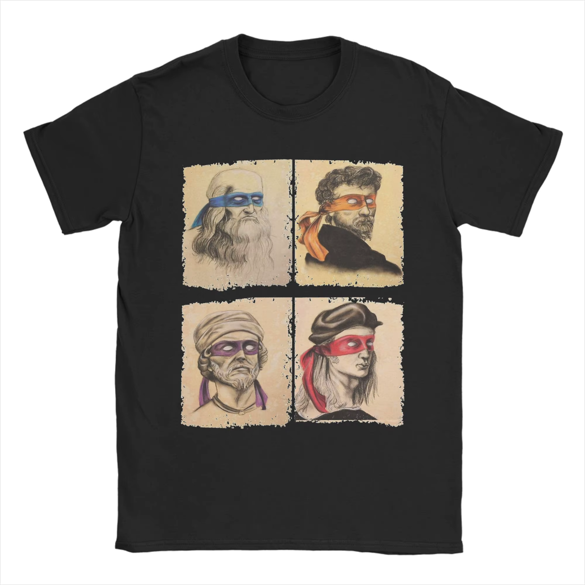 Science tortues T-Shirt hommes pur coton amusant T-Shirt col rond Mutant Ninja Renaissance t-shirts 