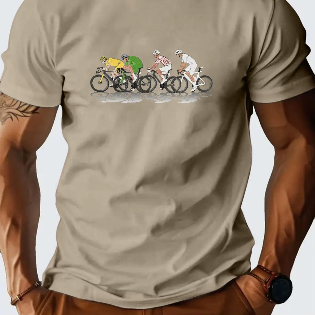 T-shirt graphique Tour de France pour homme, respirant et anti-humidité, avec motif officiel, col ro