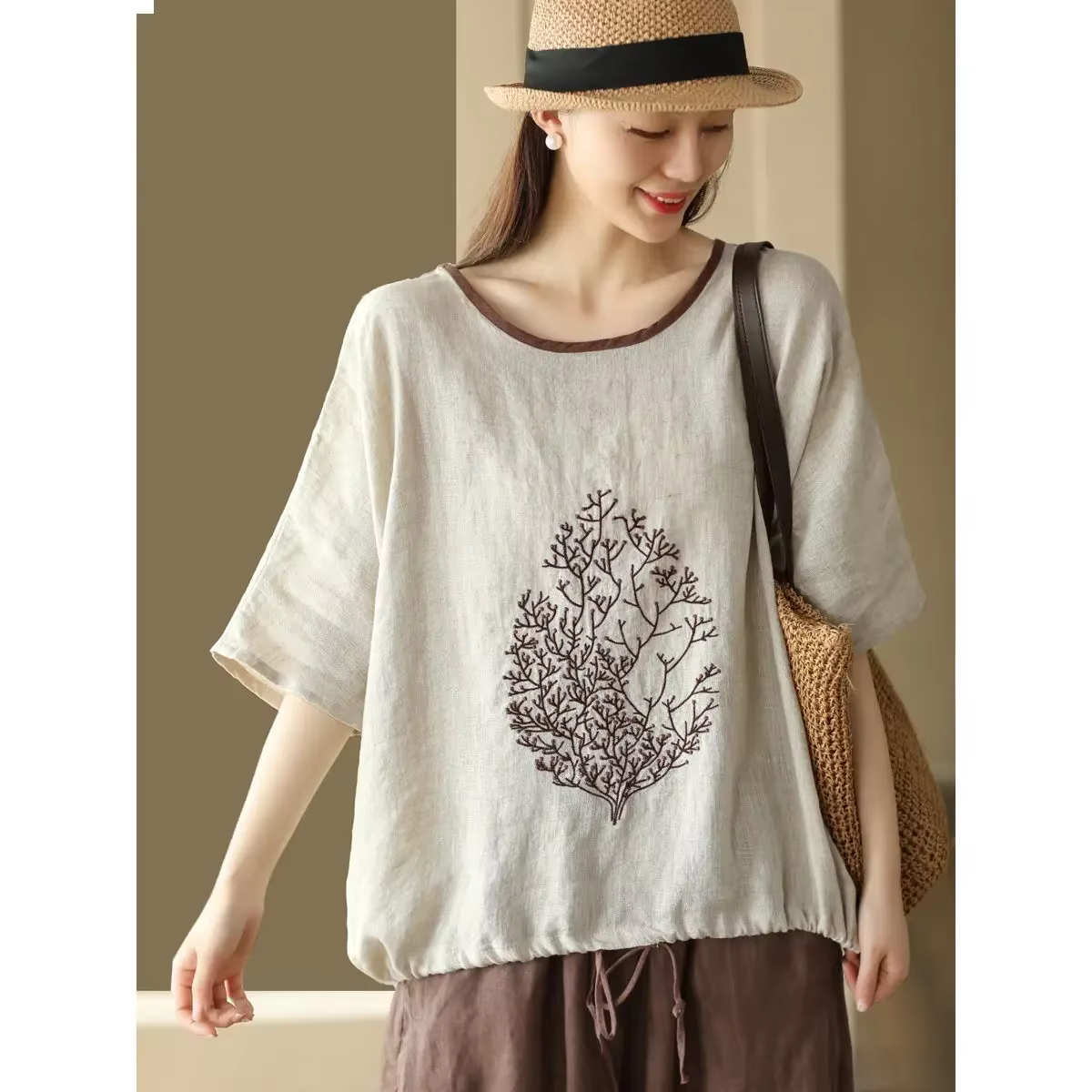 T-shirt en coton baggy uni pour femmes, tenue d'été, mode coréenne et japonaise, vente de liquimanqu