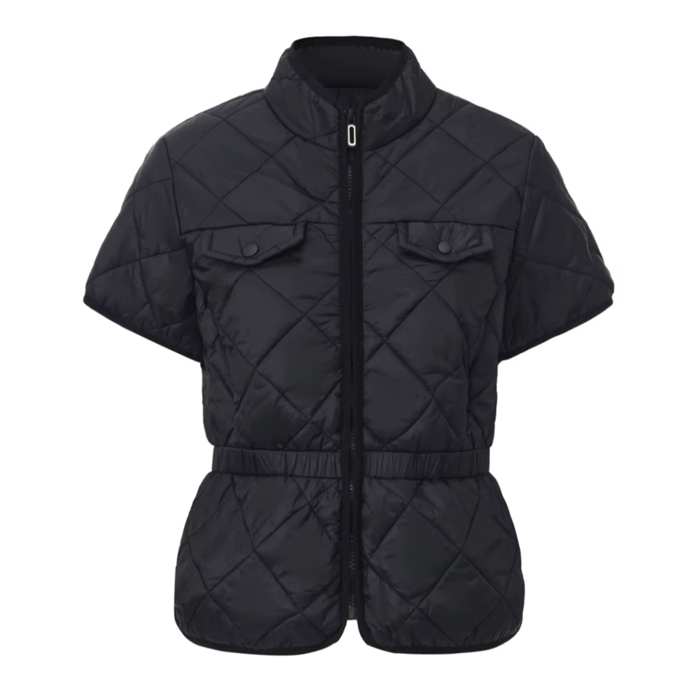 Gilet de golf en duvet de coton pour femme - Veste chaude à col montant pour l'automne, l'hiver et l