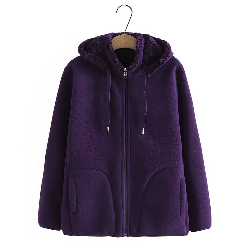 Sweat-shirt à capuche épais pour femme, veste polaire, manteaux avec fermeture éclair, hauts décontr
