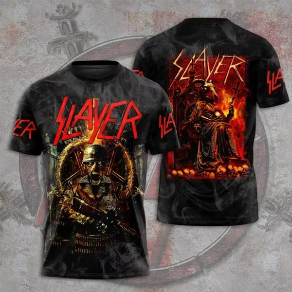 T-shirt pour homme tendance, groupe de rock Slayer, t-shirts imprimés en 3D, homme femme, hip hop, m