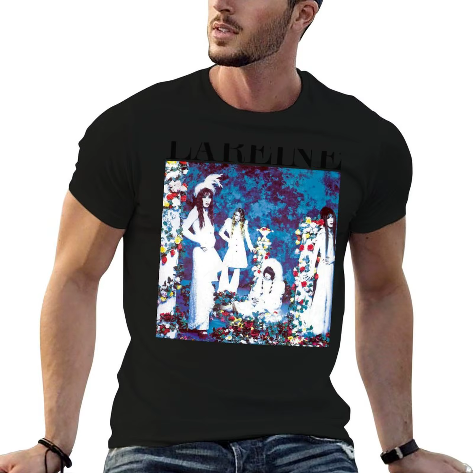 Lareine - T-shirt pour homme en coton, t-shirt graphique vintage pour homme