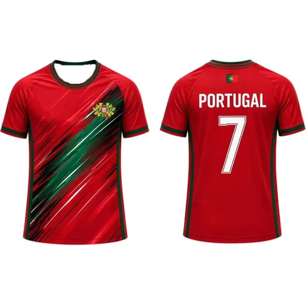 Maillot de football Portugal 2026 – T-shirt respirant à séchage rapide avec imprimé rayures style pi