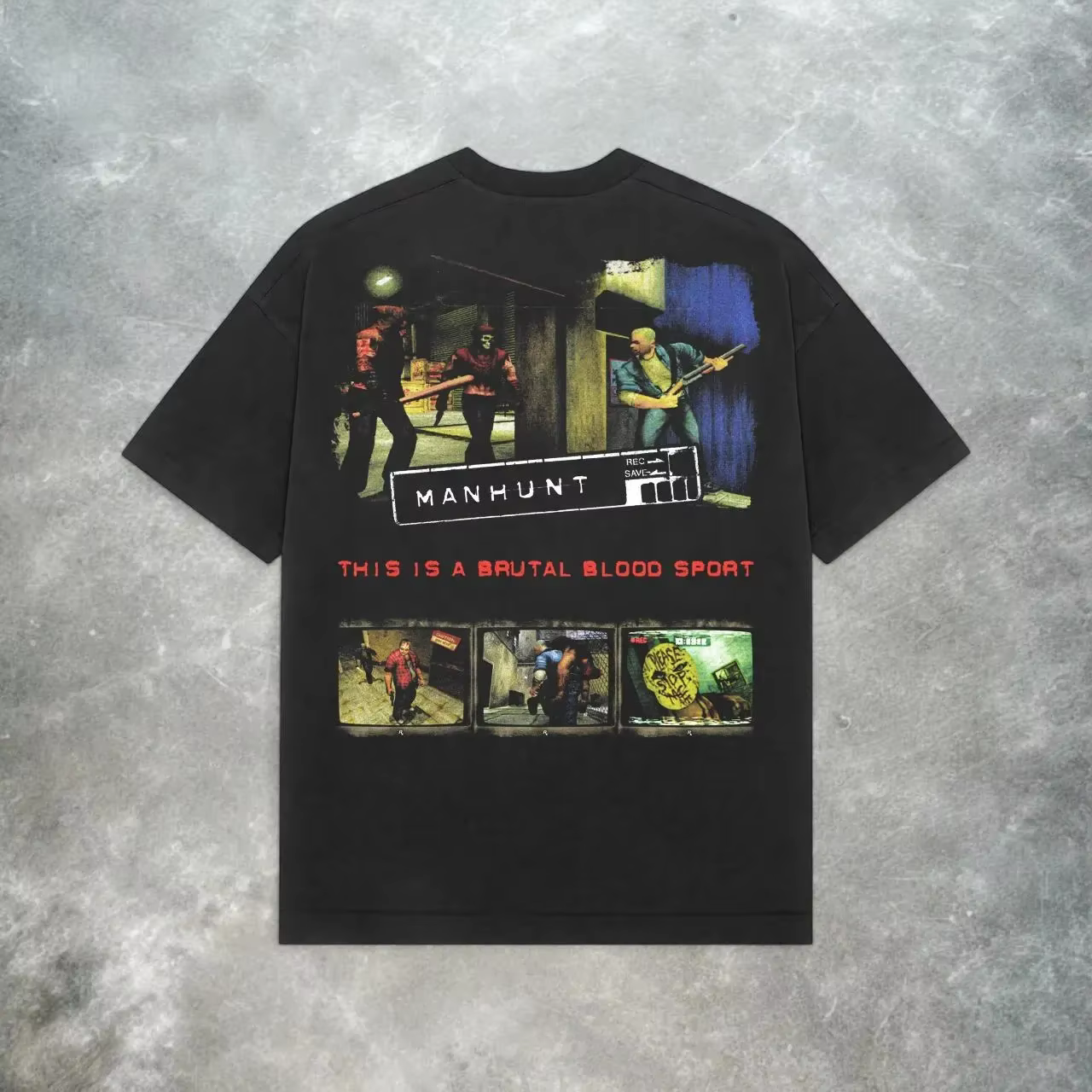 T-shirt Manhunt PS2_ T-shirt de jeu d'horreur rétro Y2K en pur coton, coupe ample, unisexe, mode déc