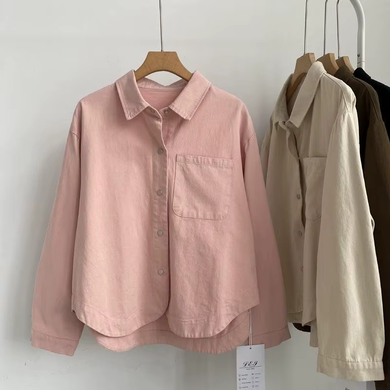 Polo rétro Simple et élégant à revers, chemise à manches longues, nouvelle veste Cardigan à simple b
