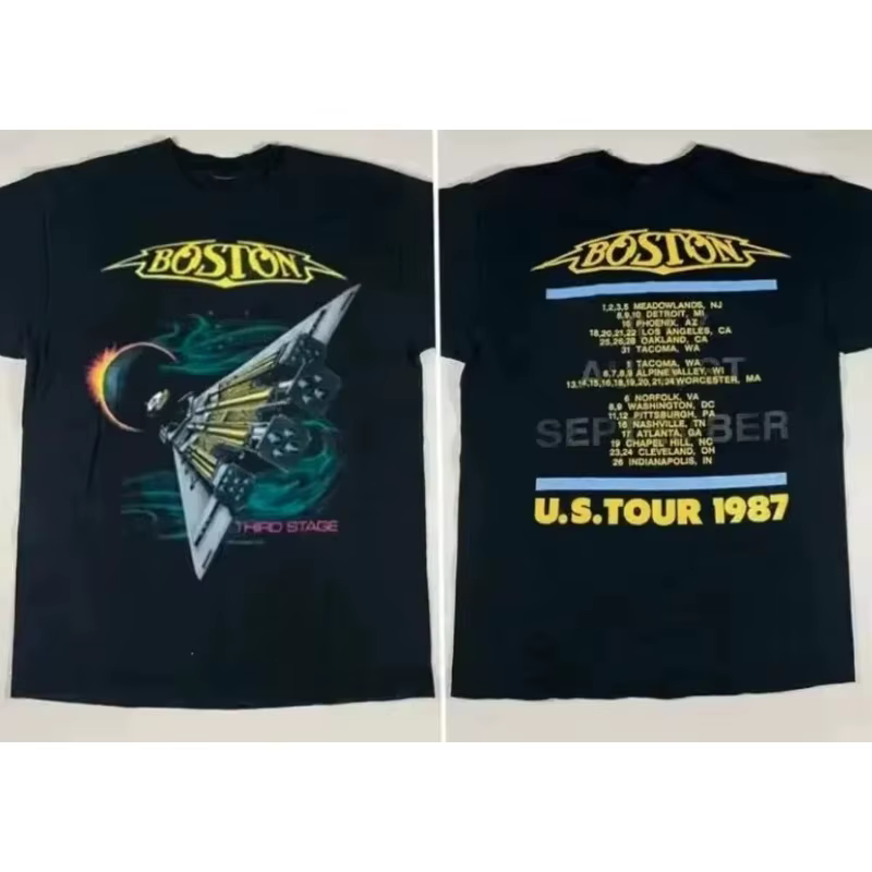 T-shirts pour hommes et femmes de la tournée des Boston Rock Band de 1987, t-shirts d'été en coton p