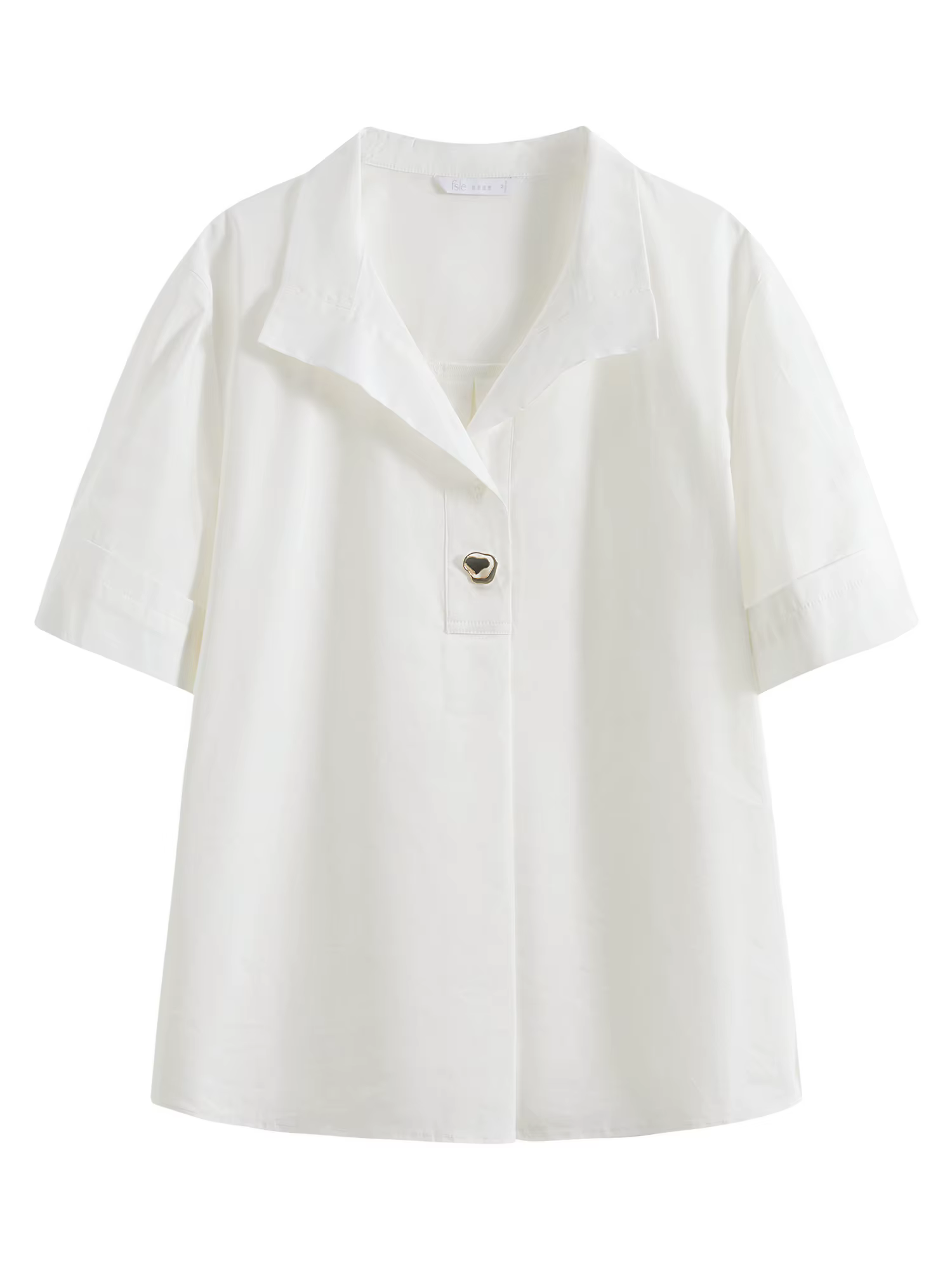 FSLE 2025 été blanc français à manches courtes chemise surdimensionné Design bureau à la rue lin mél