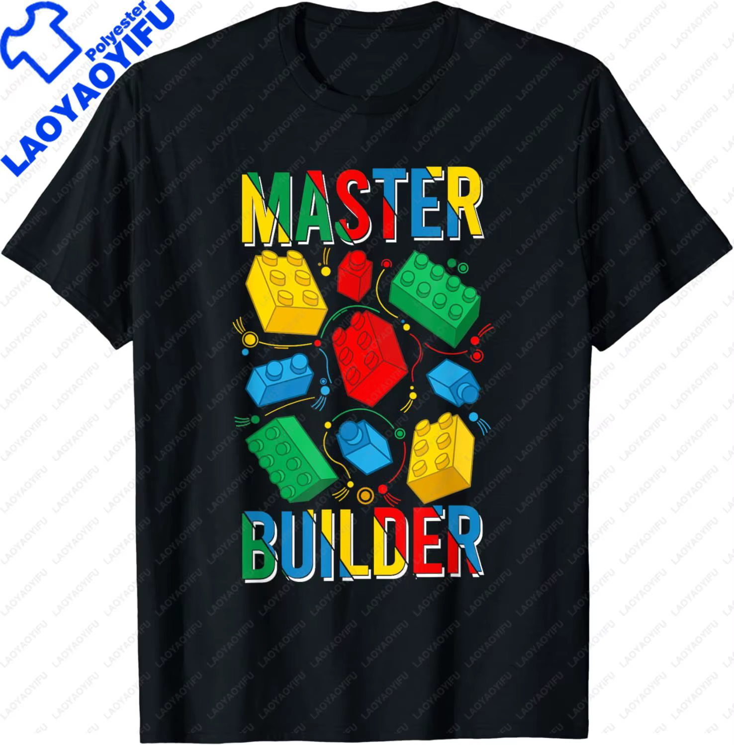 T-shirt graphique Master un.com pour enfants, blocs de construction, jouet en brique, vêtements pour