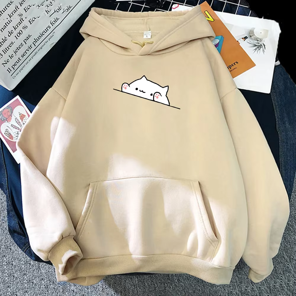 Sweat à capuche pour hommes, pull ample, décontracté, imprimé de chat de dessin animé, mode, Style c