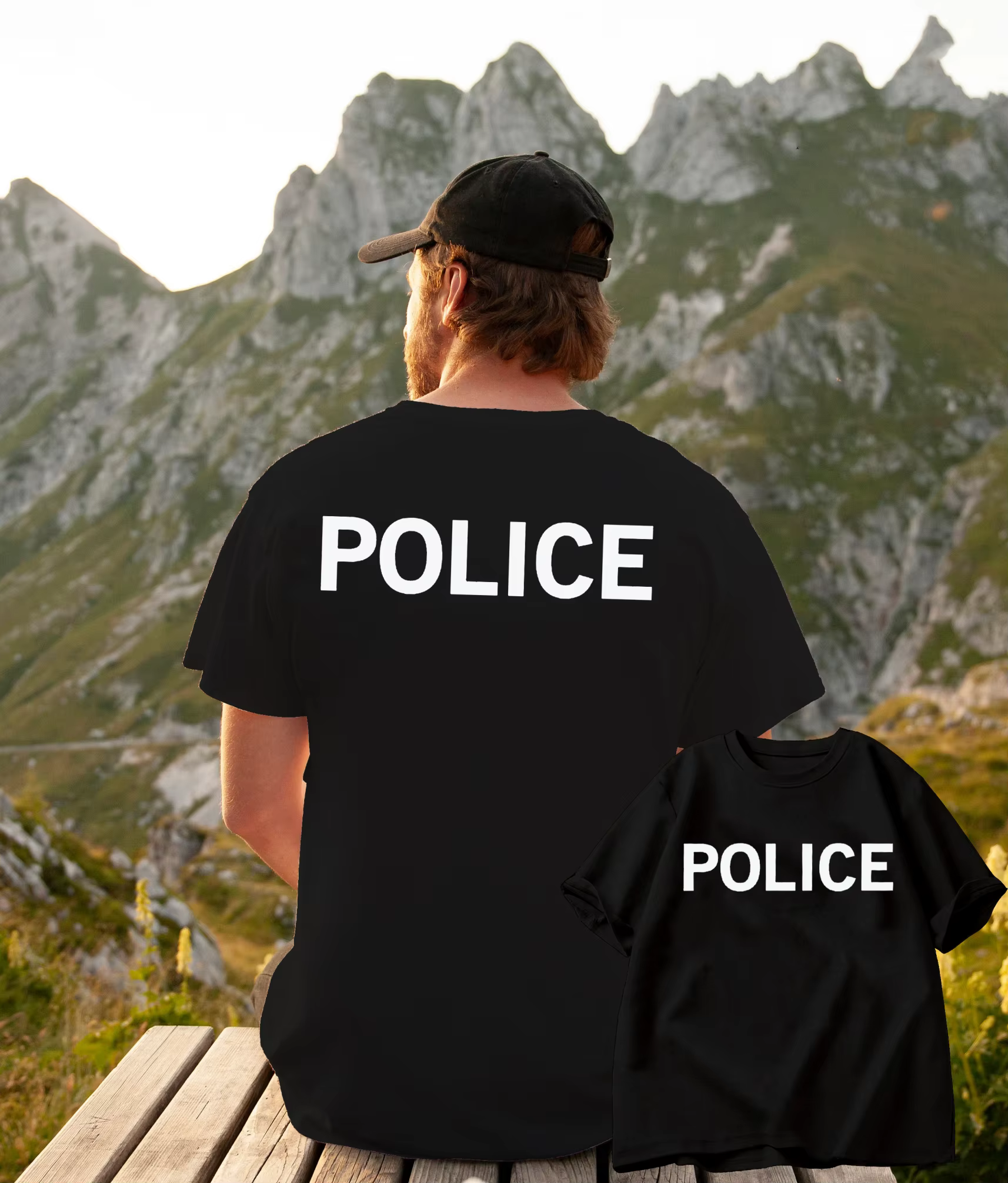 POLICE hommes t-shirt lettre imprimer col rond à manches courtes survêtement hauts été pull décontra