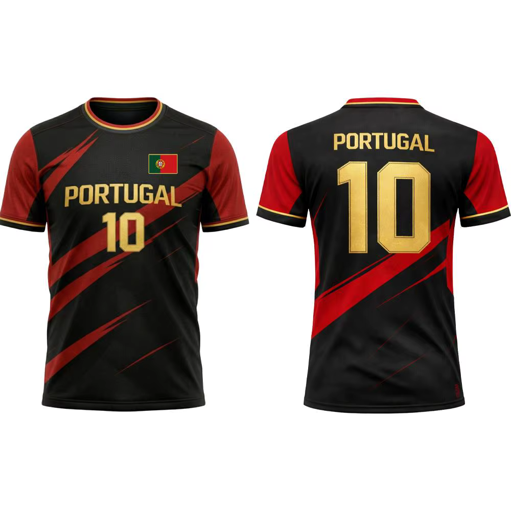 T-shirt d'été pour homme, imprimé en 3D avec la drapeau du Portugal, pour l'entraînement de football