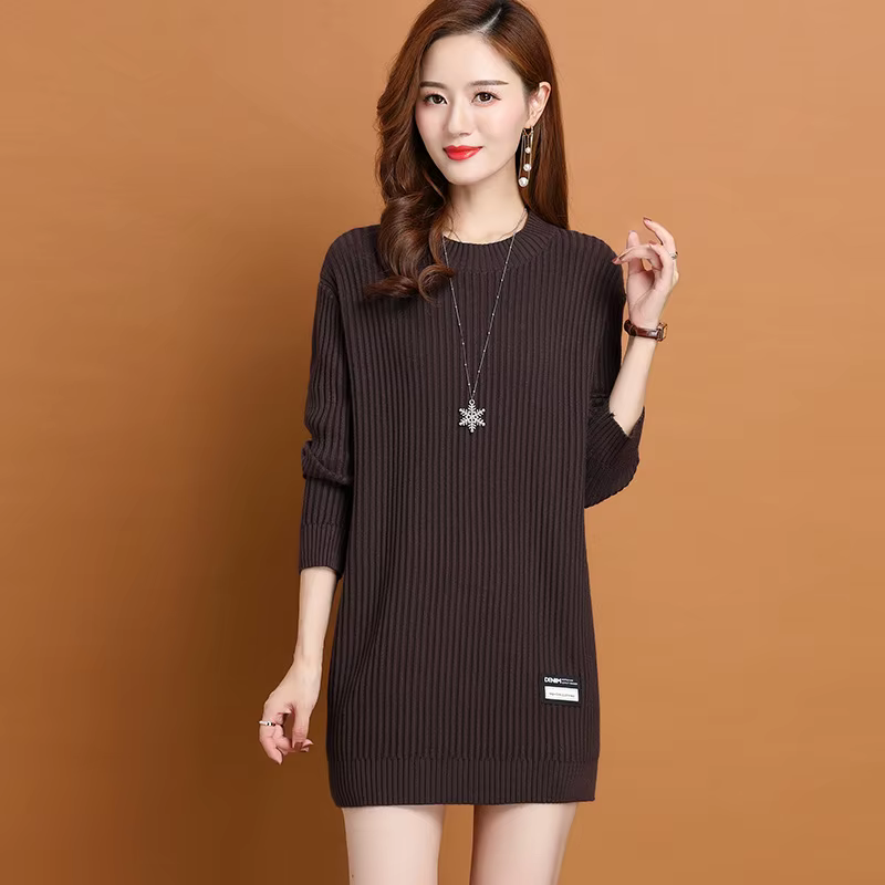 Nouveau mi-long à manches longues col rond femmes Pull nouveaux pulls automne hiver hauts femme Pull